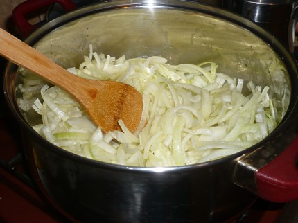 Chopped onions ready to turn into soup