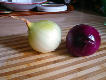 Two peeled onions